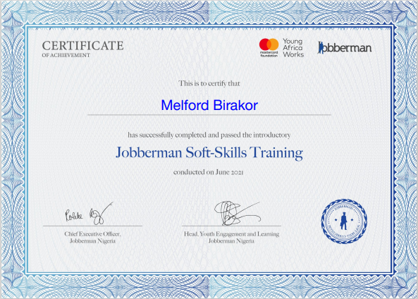 Jobber Certificate